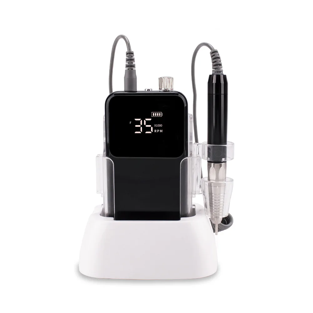 Rechargeable Desktop Nail Drill Machine With Base 35000RPM Manicure Electric Nail File Pedicure Cordless Manicure Pedicure Tool