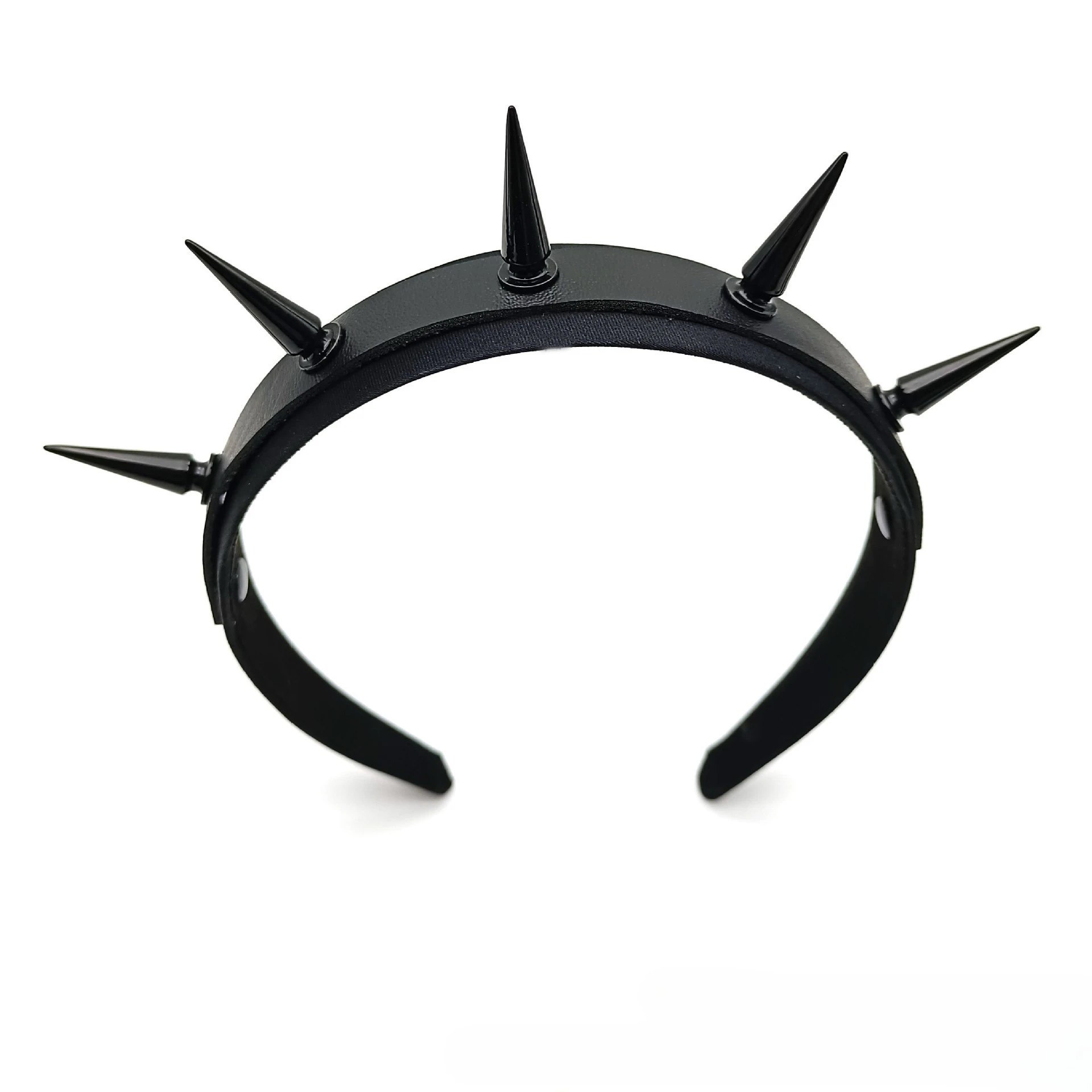Leather Spiked Headpiece Headband Gothic Tiaras Rivet Punk for Women Men