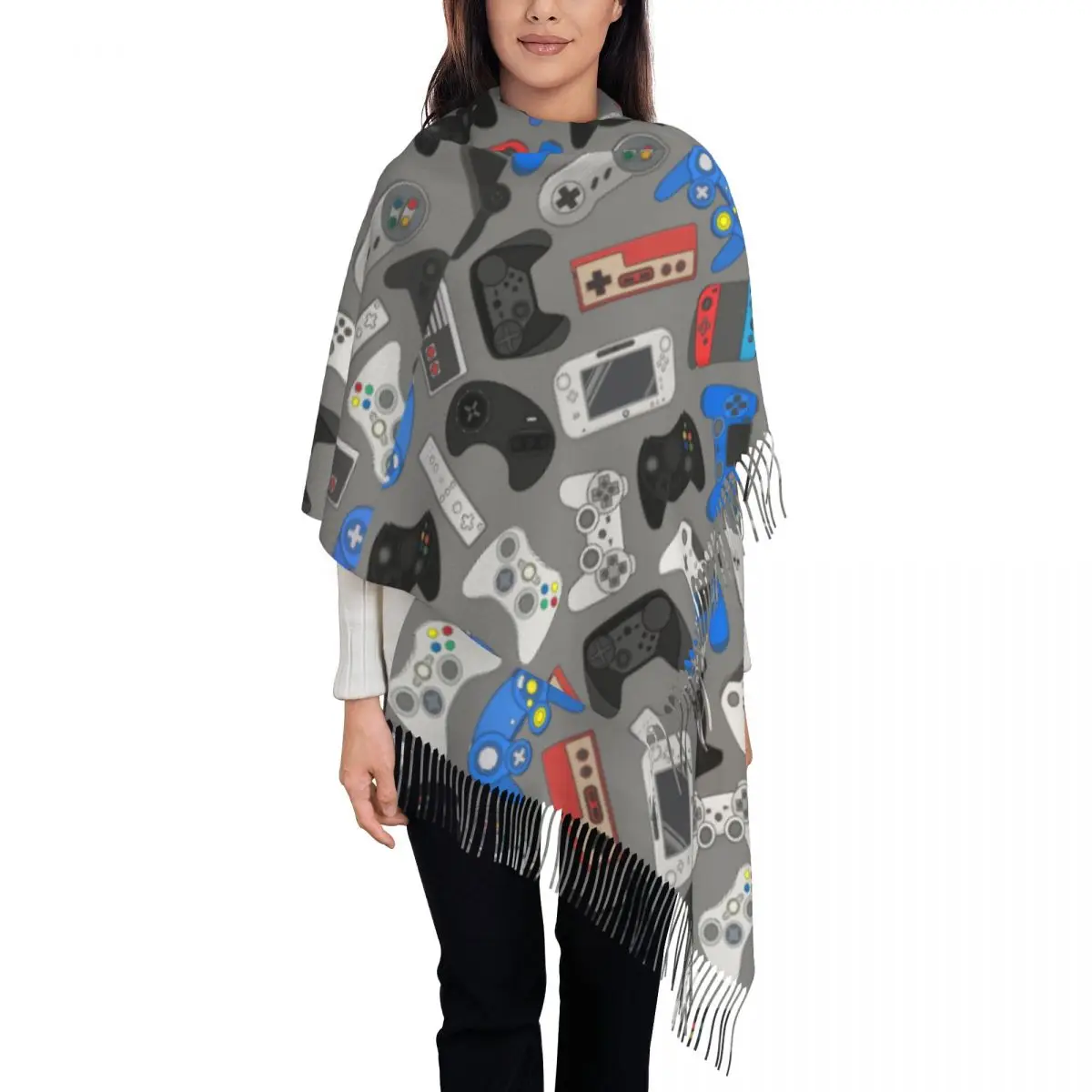 

Personalized Printed Video Game Controller Scarf Men Women Winter Warm Scarves Nostalgia Geek Gaming Gamer Shawl Wrap
