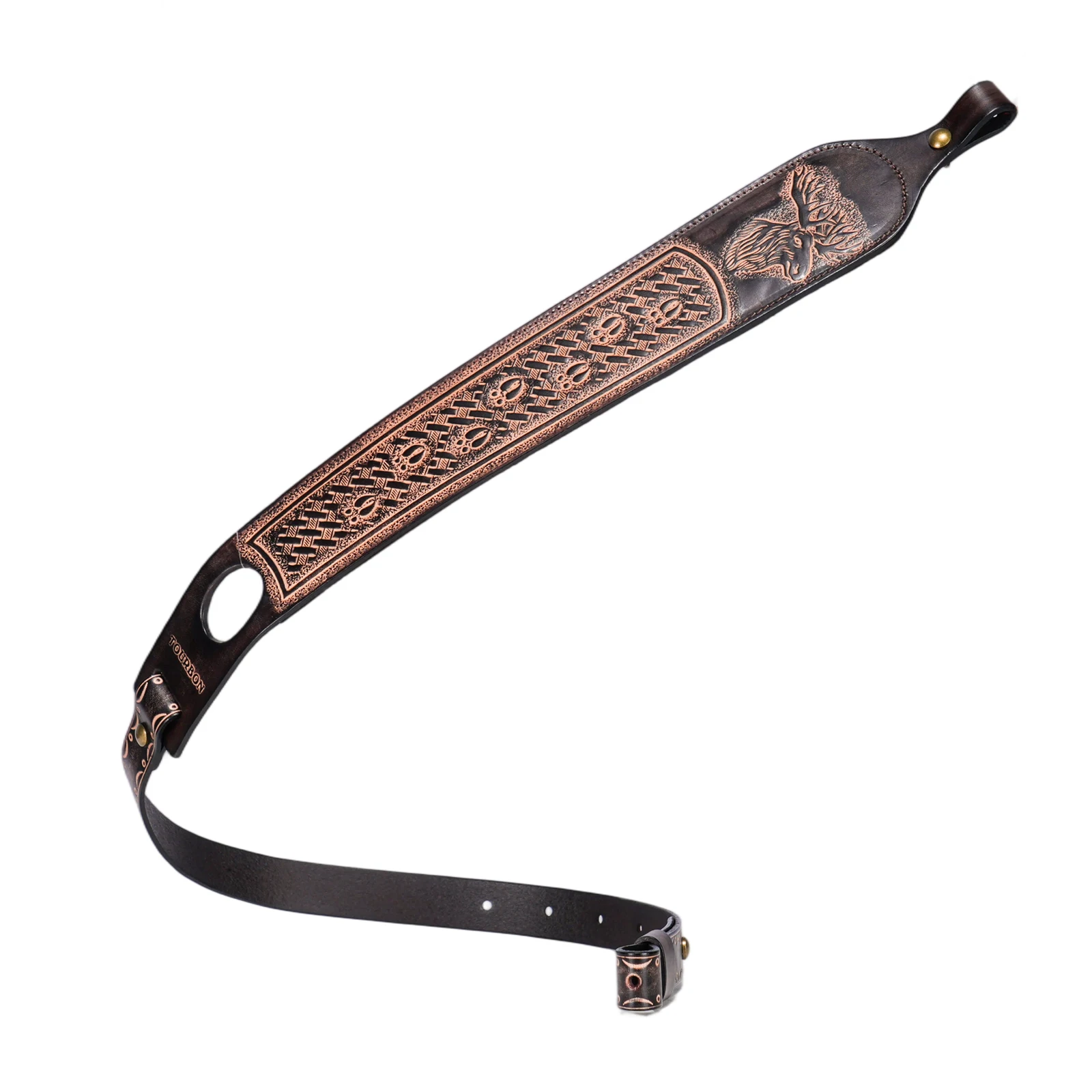Tourbon Vintage Leder Gewehrriemen, Rutschfester Gewehr-Schultergurt, Verstellbare Länge 105cm, Fingerstütze, Jagdzubehör – Detail 23