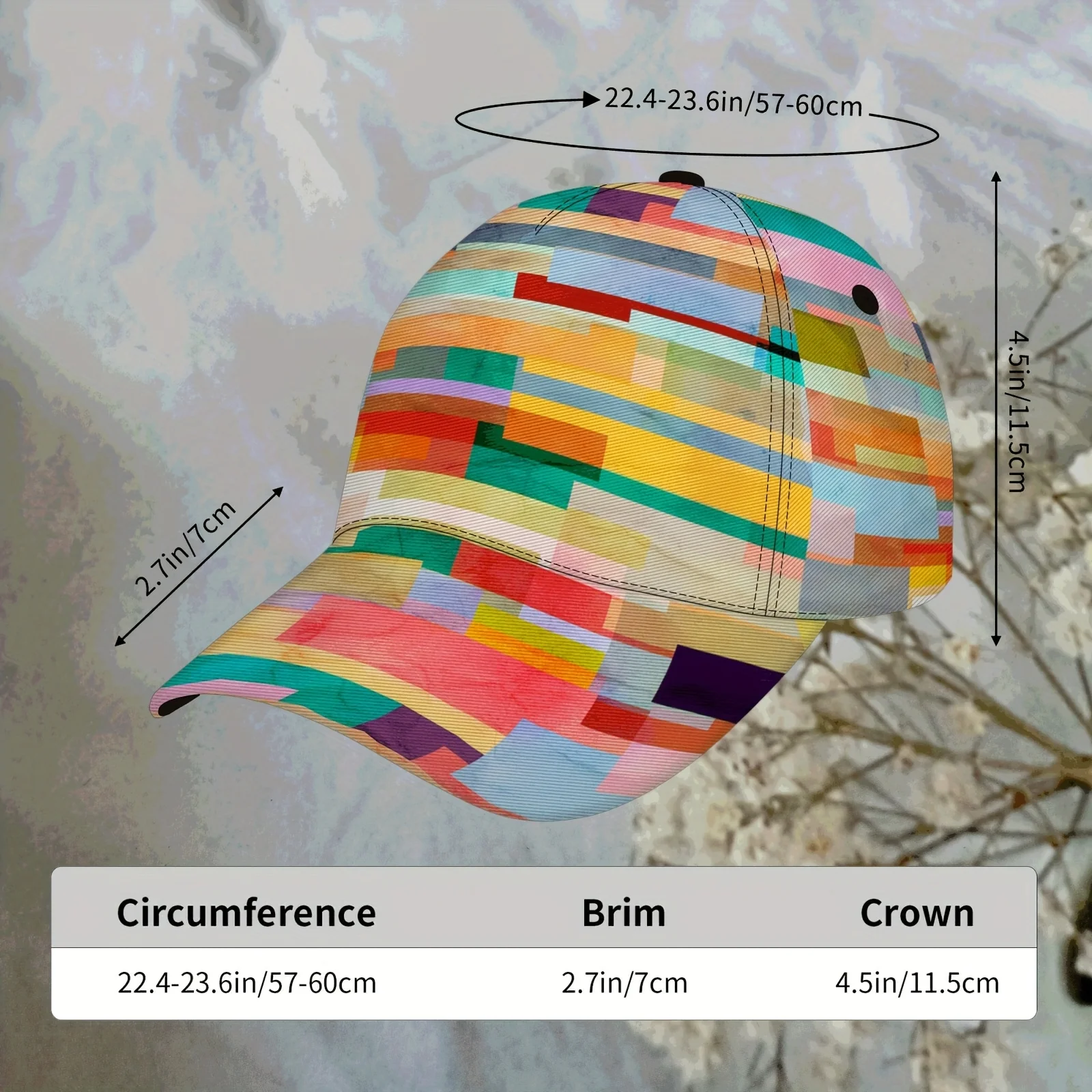 Colorful Geometric Patchwork Print Baseball Cap Abstract Art Pattern Adjustable Dad Hat Breathable Sun Hat For Men Women