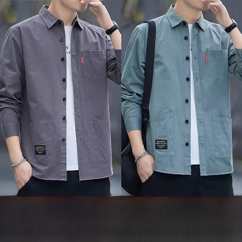 

New 2026 Men's Casual Long Sve Work irt Loose Fit Spring Autumn Faionable irt Breathable Non-Iron Durable Youth
