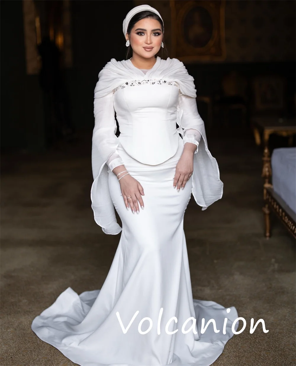 Customized Matching Casual Jersey Sequined Pleat Trumpet Scoop Neck Long Dresses Bespoke Occasion Classic