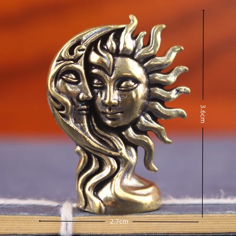 Collectible Figurine Sun and Moon Ornament – Mini Mythology Sculpture, Home Altar, Desktop or Shelf Decor. Halloween, Christmas