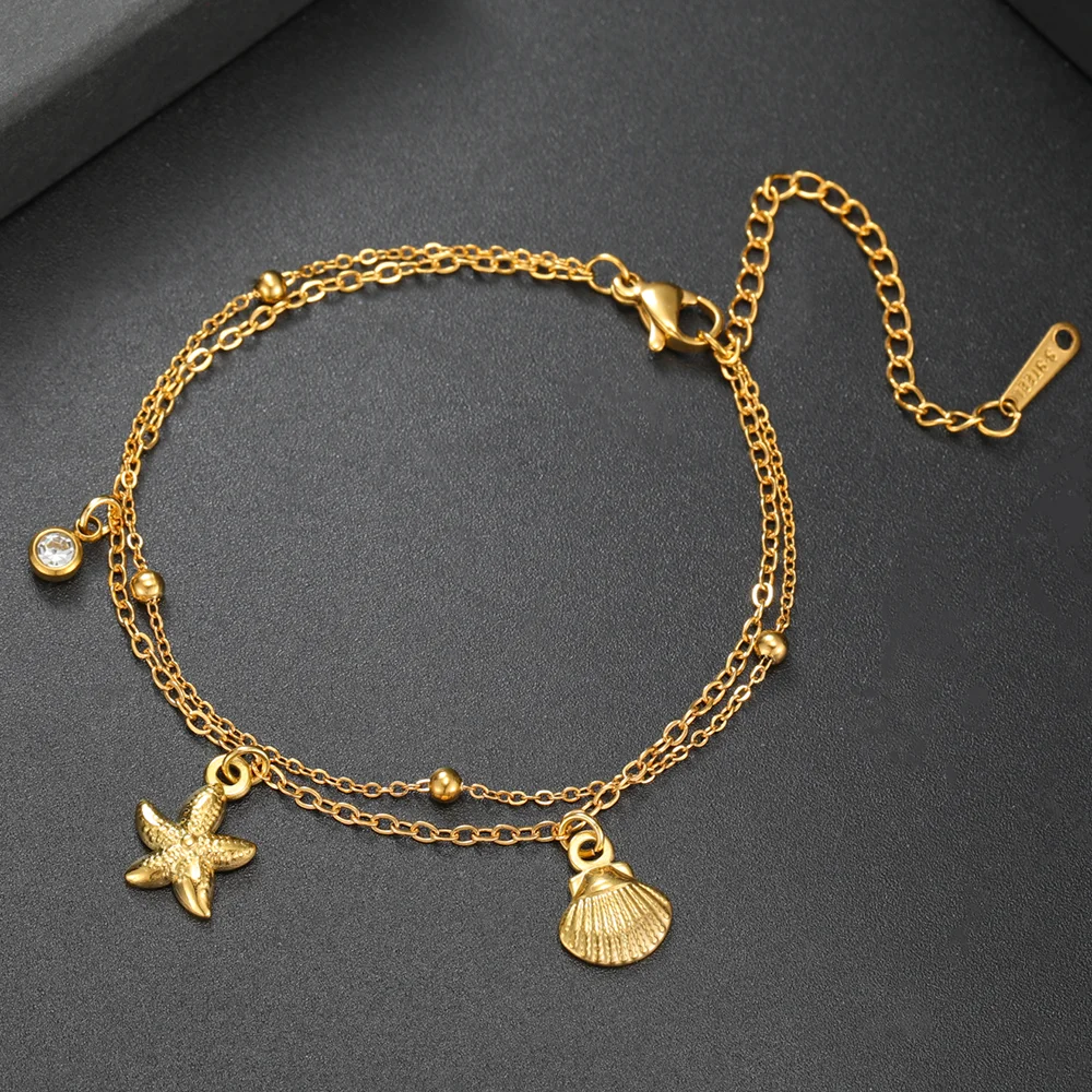 Cazador Starfish Seashell Charms Women's Bracelet Stainless Steel Summer Beach Jewelry Hand Bracelet Gift Trend 2025 Wholesale