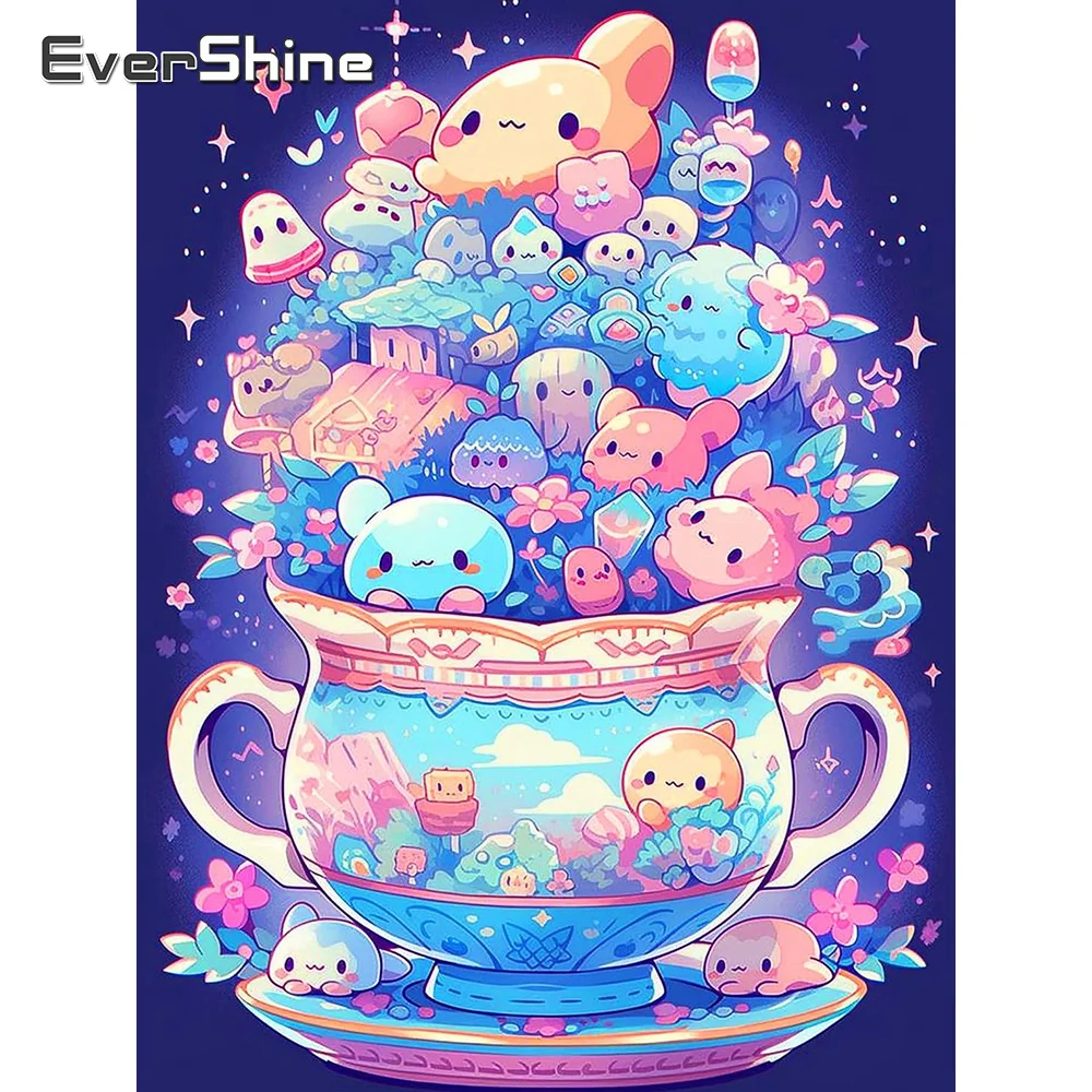 Evershine Diamant-Mosaik Landschaft DIY Strass-Gemälde Cartoon-Becher Vollquadratisch Rund Kreuzstich-Stickerei Heimdekoration