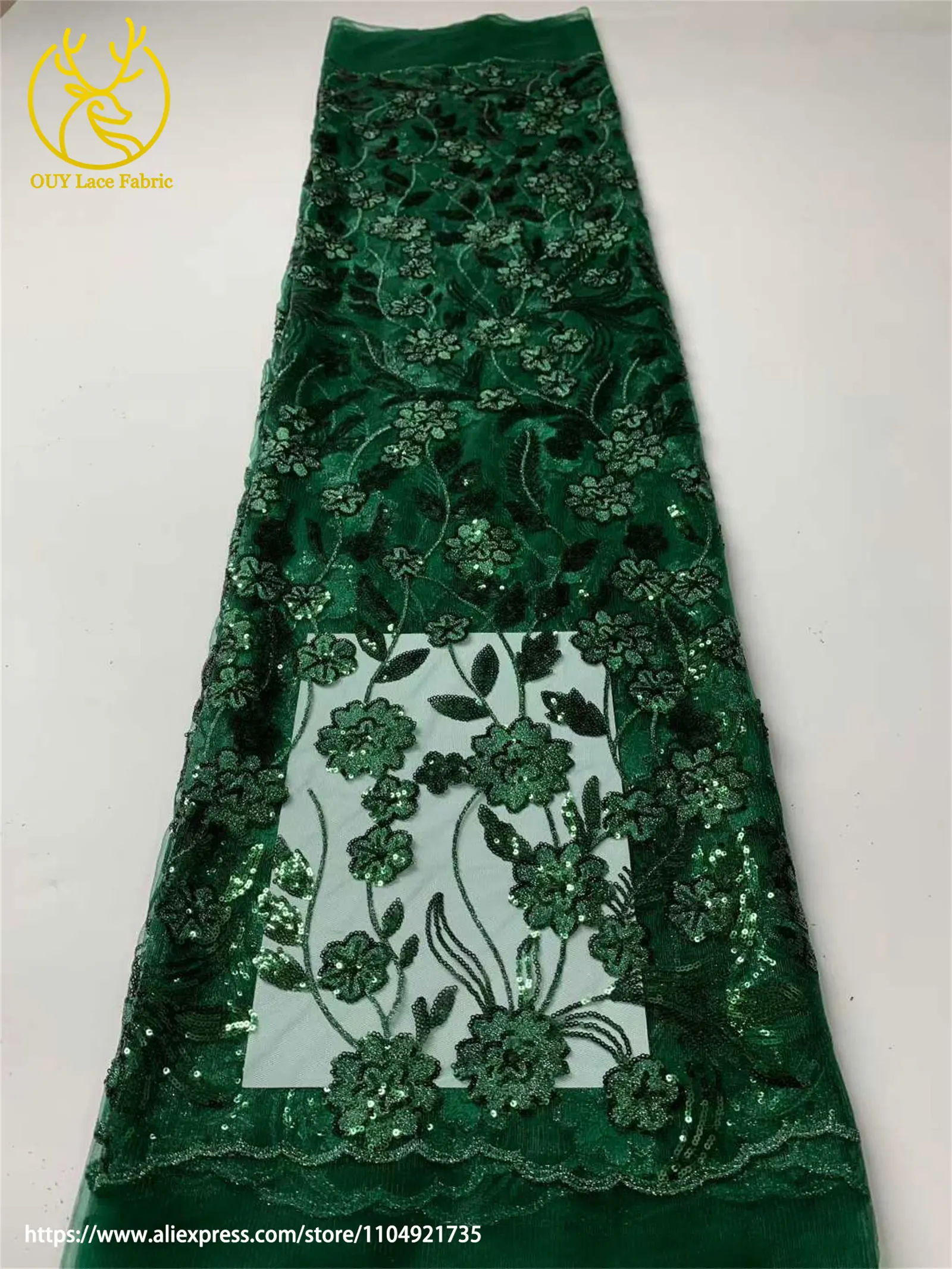 Afrikanische Pailletten Stickerei Spitze Stoff Hohe Qualität Französisch Nigerian Pailletten Tüll Spitze Stoff Damen Kleid Hochzeit Kleid Nähen – Detail 11