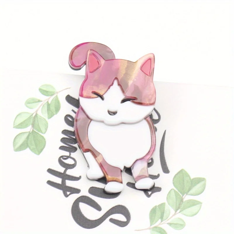 دبوس بروش على شكل حيوان القط الكرتوني ، شخصية أكريليك أنيقة لطيفة ، شارة الرجال والنساء ، إحساس كبير