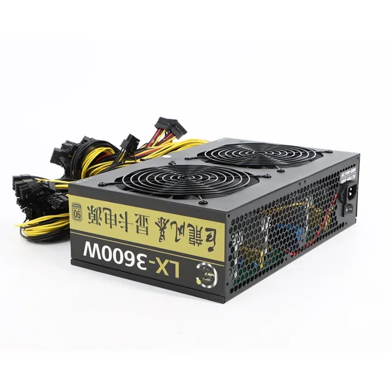 Server 3600W ATX 12V Computer Power Supply 14cm Cooling Fan Full Modular PSU For 8 12 GPU PC