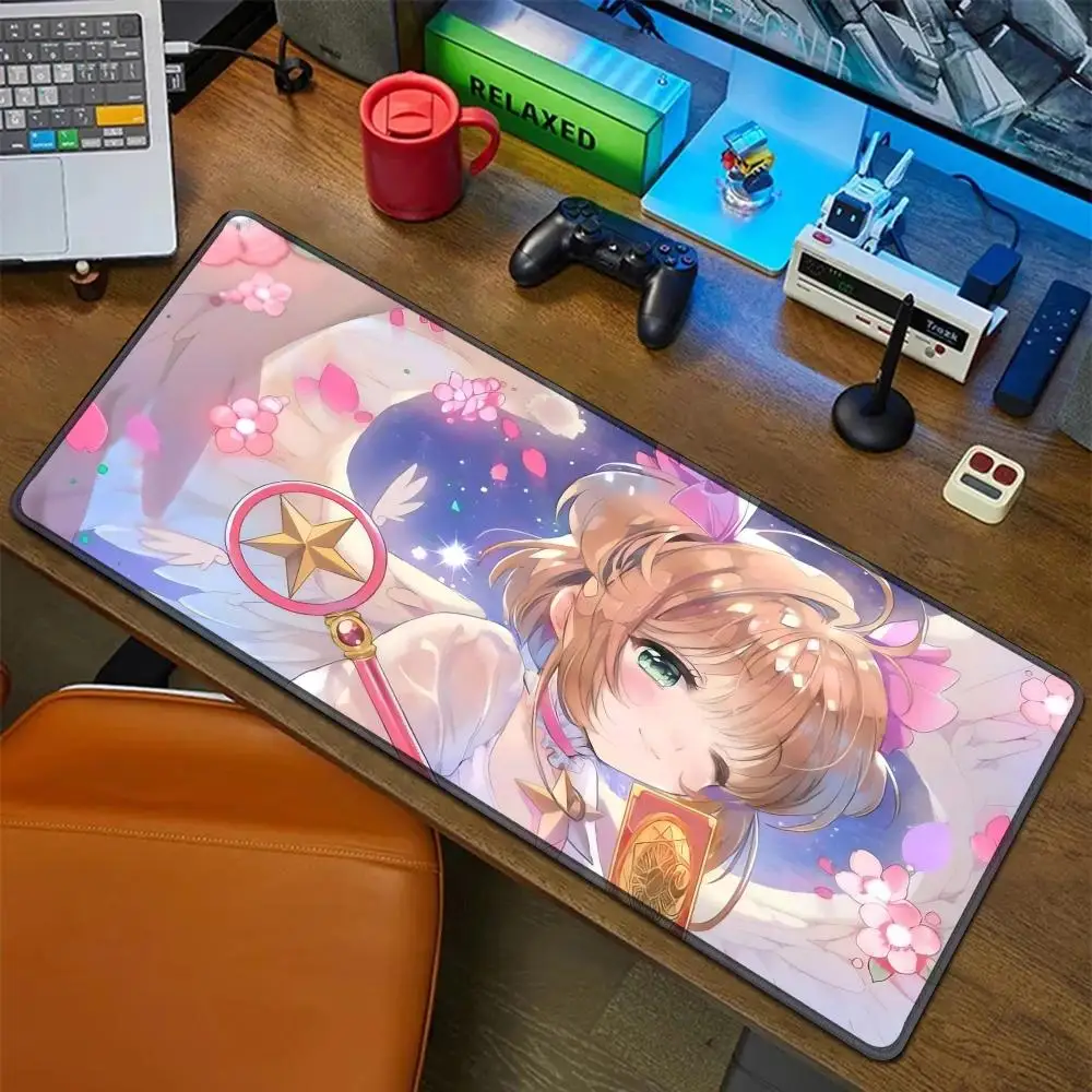 

Мультяшный коврик для мыши Captor SAKURA, резиновый коврик для ноутбука Xxl, коврик для мыши, ноутбук, геймер, компьютерный стол, игровые аксессуары