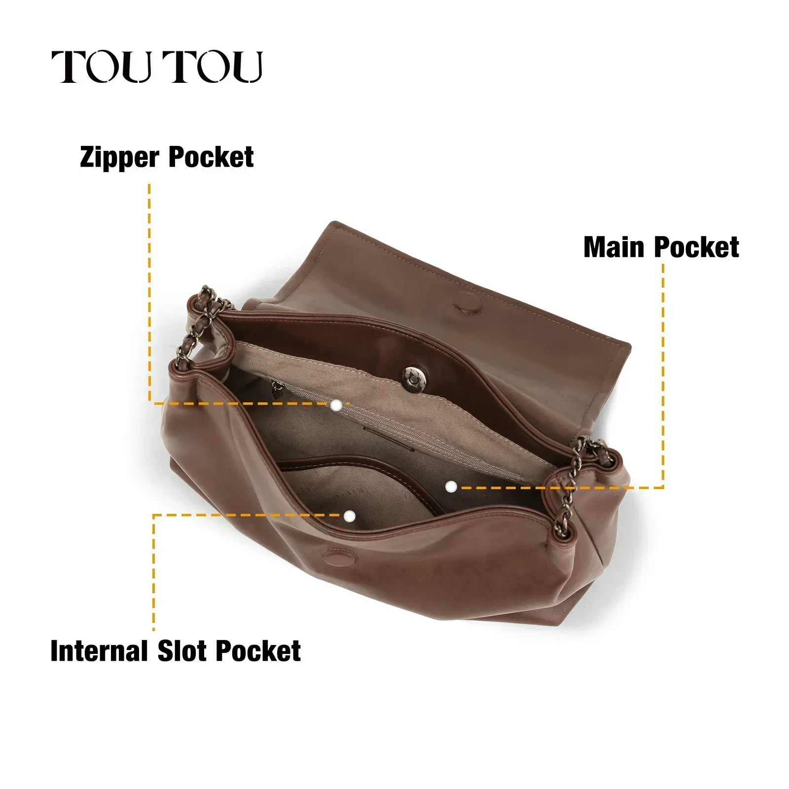 TOUTOU Women Tote Bag Messenger 10.9 Inch Laptop Cosmetics Original Brand Handbag Shoulder Crossbody Student Christmas Gift