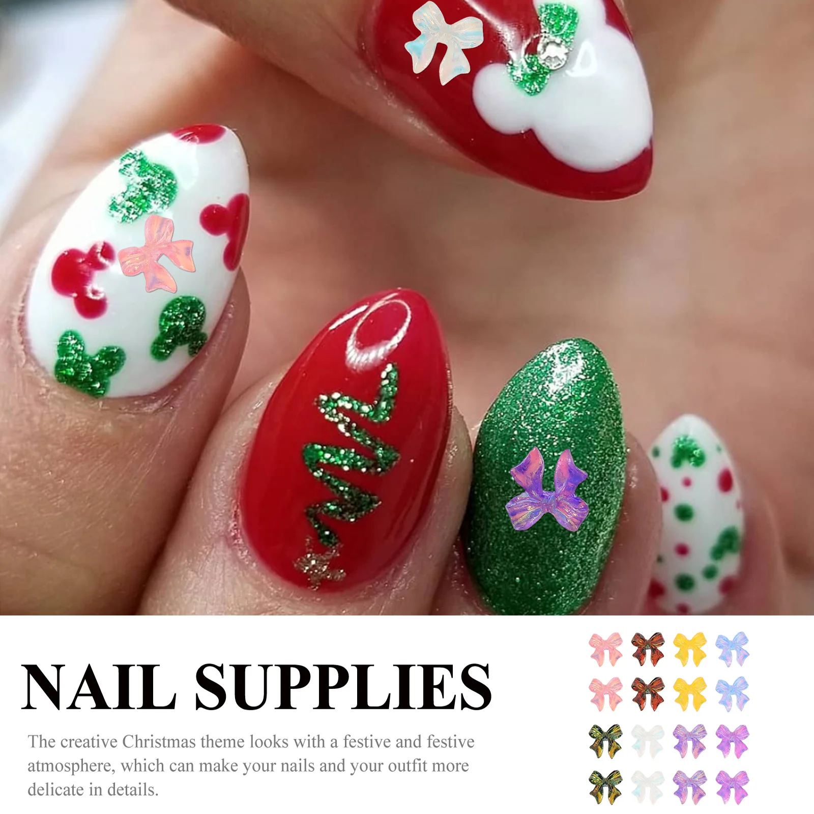 100 قطع الانحناء سحر الراتنج القوس زينة صالون الأظافر اكسسوارات النساء مسمار الشارات لوازم الراين ديكور فني #4