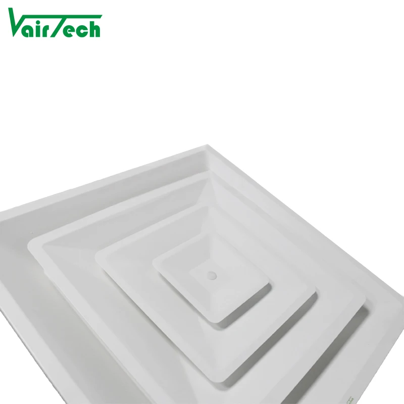 تكييف الهواء التيار المتناوب تنفيس الصلب اللوحة وضع 4-way مربع إمدادات الهواء سقف مخروطي الناشر 24x24 بوصة للإظهار