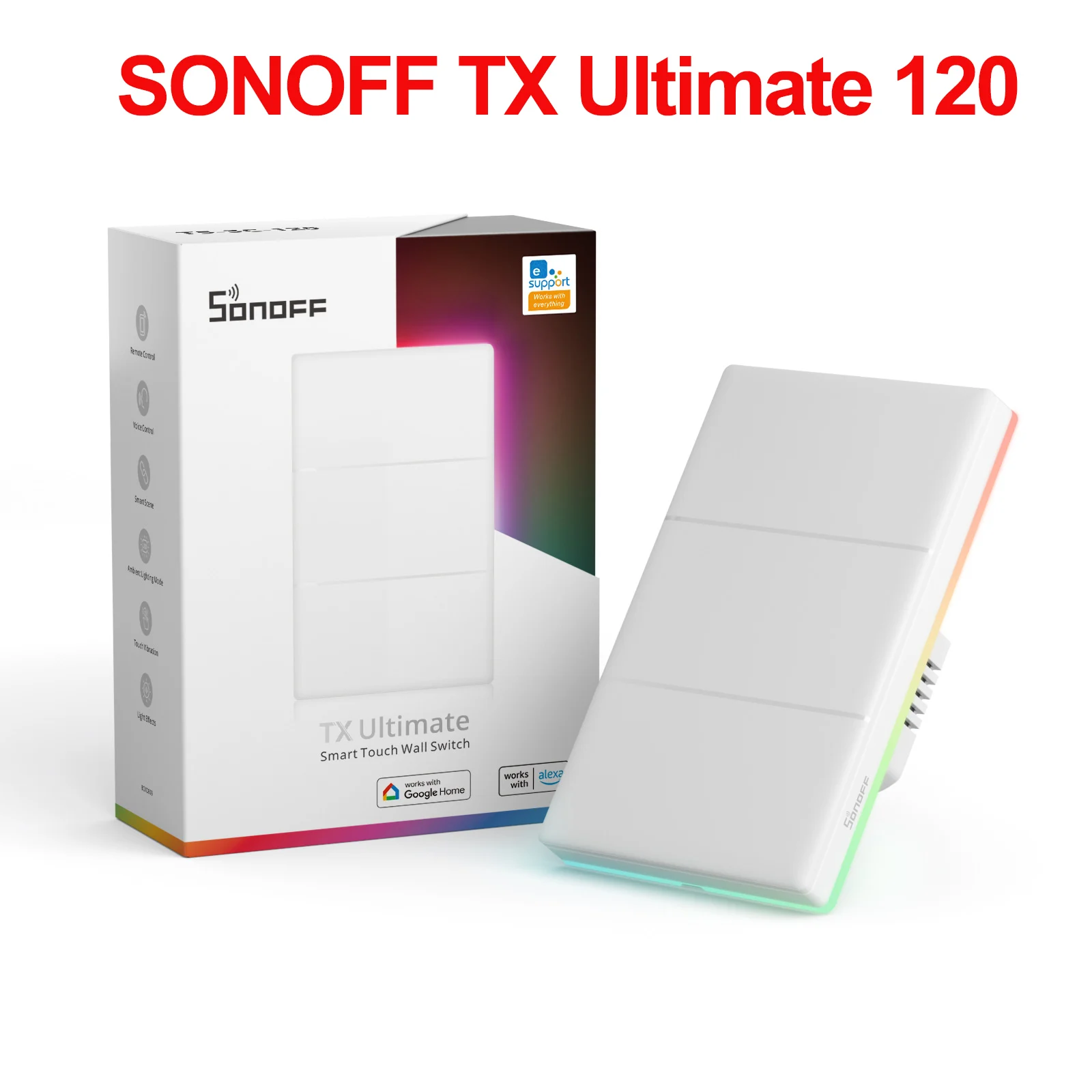 Sonoff TX Ultimate T5 120 1C 2C 3C US Smart Wall Touch Switch Full Touch Access Smart Home Wireless Voice Control eWelink Alexa