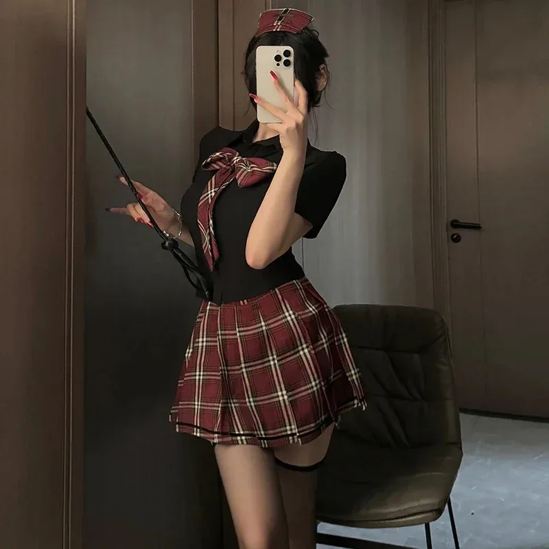 Sky06 Sexy Lingerie Vrouwen Anime Cosplay Student JK Uniform School Meisje Erotische Kostuums Minirok Top Set Nachtclub Korte D66liU &