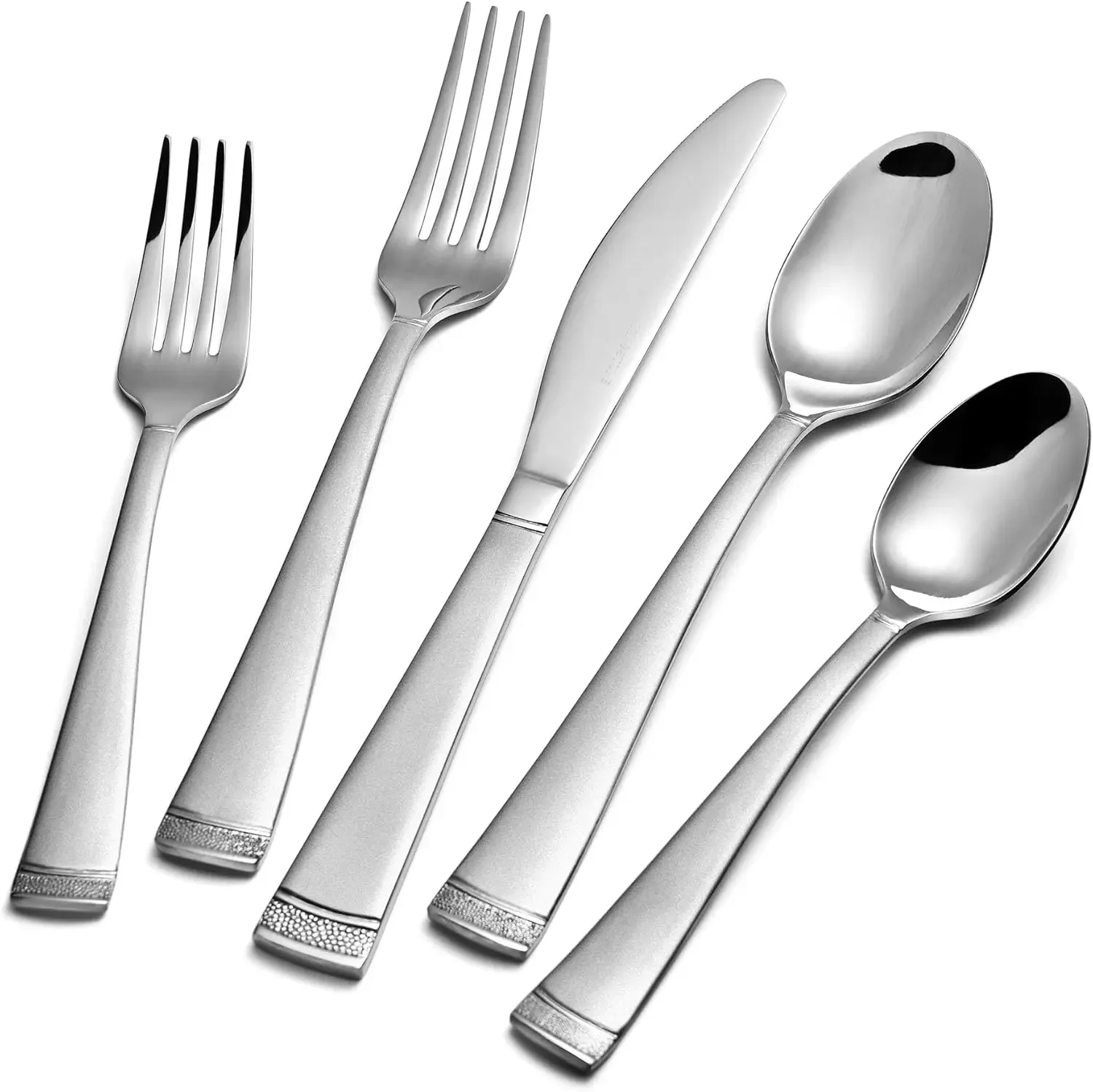 

KINGSTONE Silverware Set 20 Piece Flatware Set for 4, Premium Stainless Steel Cutlery Set with Bead Edge, Matte Finished Kitchen