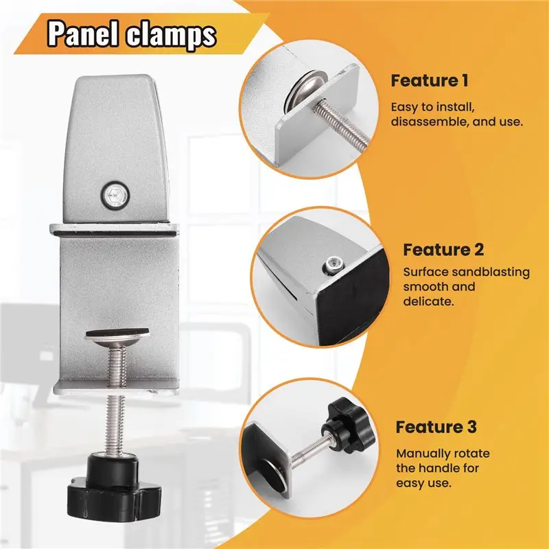 2 Pcs Office Desk Divider Clamp Privacy Screen Clip Holder Bracket Screen Baffle Clamp Partition For Table Clamp-A21R