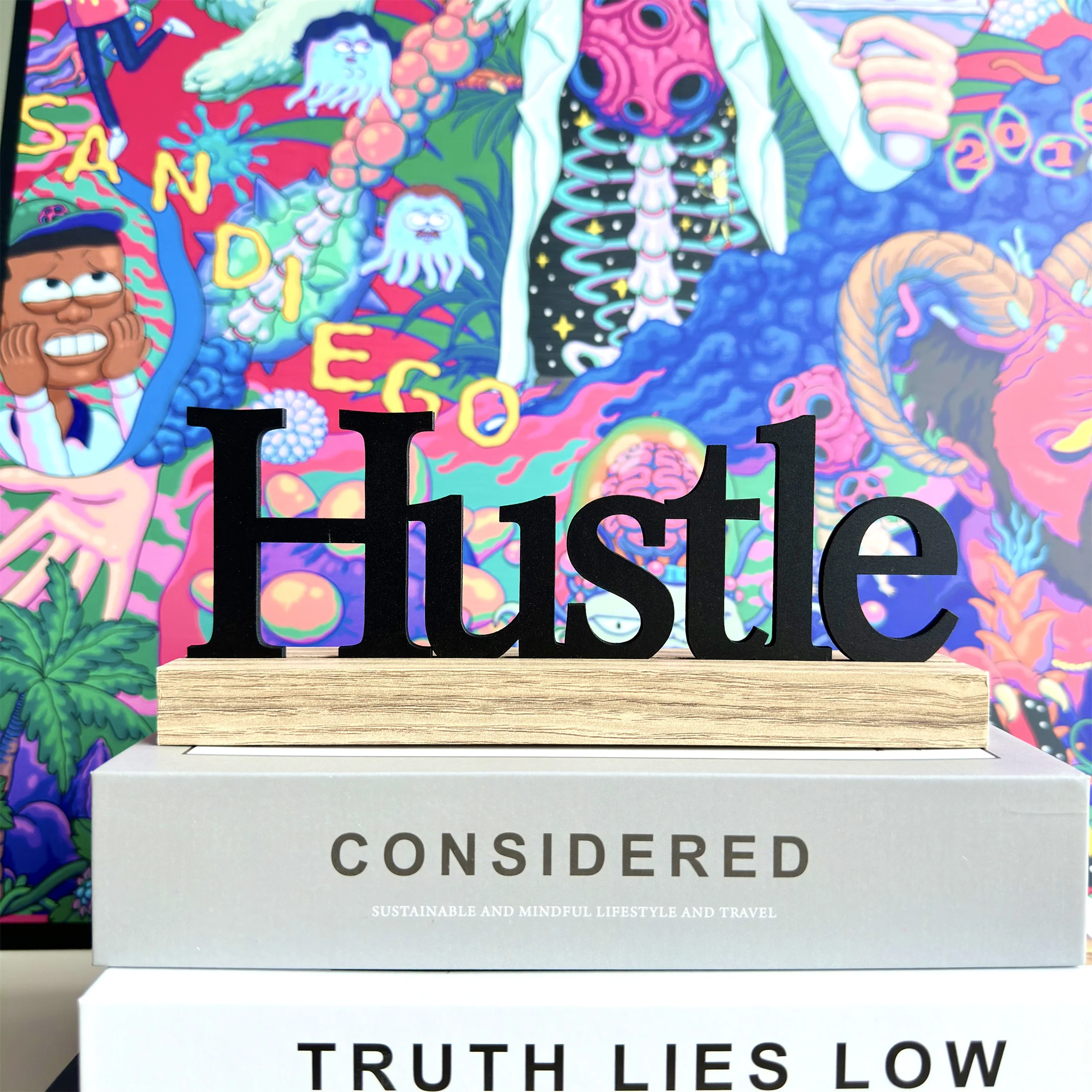 لافتة طاولة خشبية سوداء ملهمة - قطعة مركزية تحفيزية لديكور المنزل #2