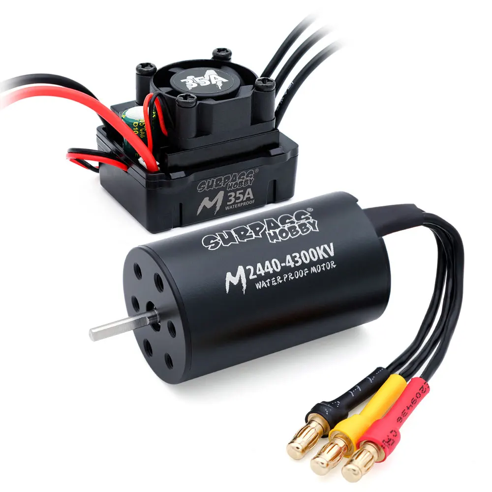 SURPASS HOBBY Waterproof Combo M2430/2435/2440 Brushless Motor W/ M35A ESC 2S for Wltoys 1/16 1/18 RC Truck Monster Car Boat