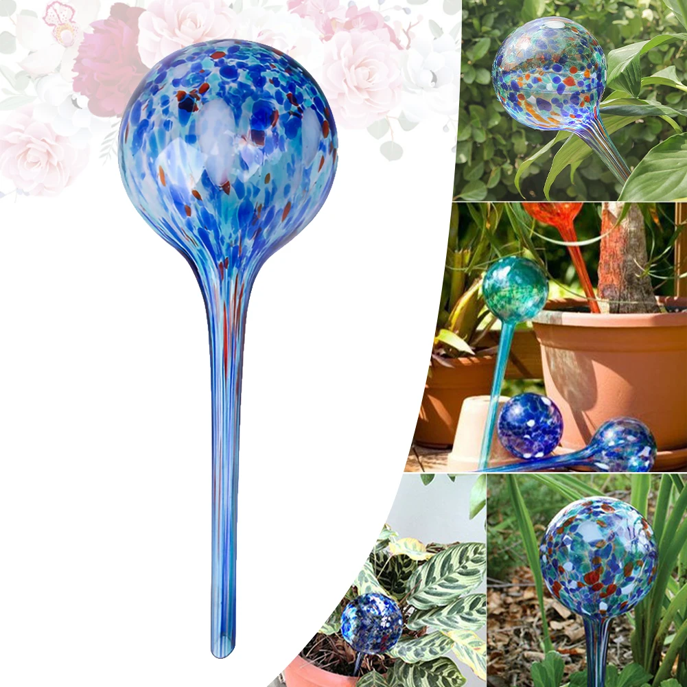 Automatic Watering Device, Color Hand-blown Glass Plant Watering Device, Drip Irrigation Tool, 7x20cm, 3Pcs