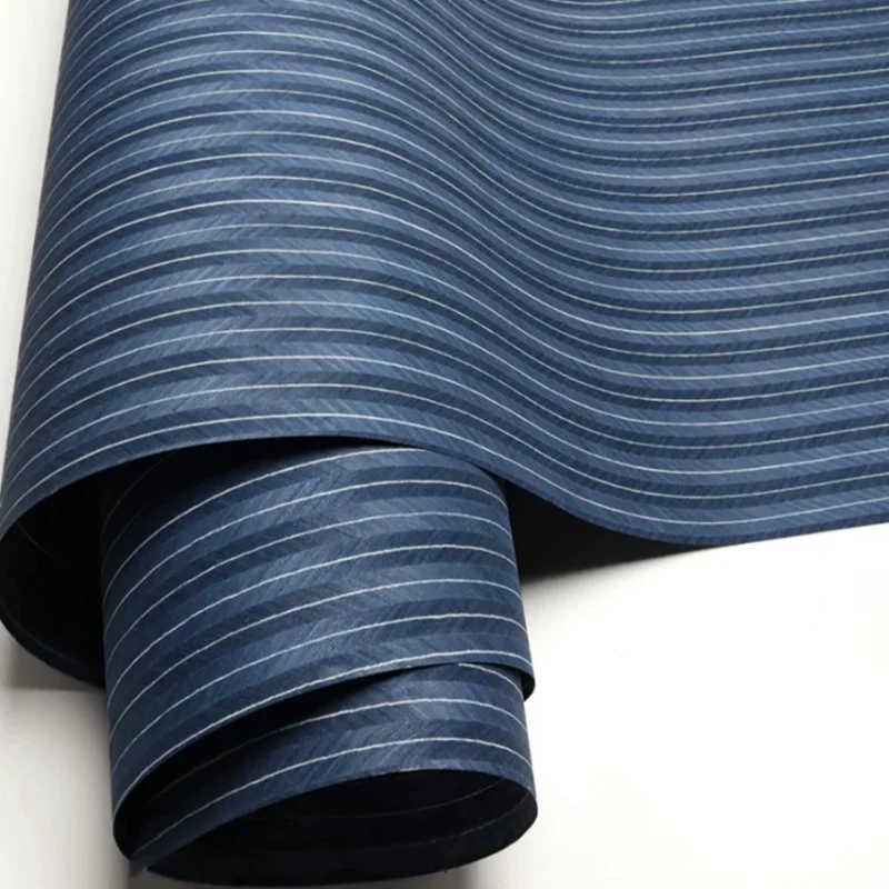 Orchid Blue Striped Arrow Grain Tech Wood Veneer Sheet for Furniture Cabinet Door Wall Panel Decor Piano Board DIY L:250*58cm
