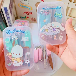 New Hello Kitty Kawaii My Melody Kuromi Set of 7 Nail Scissors Anime Sanrioed Girl Heart Manicure Eyebrow Clip Nail Clipper Set