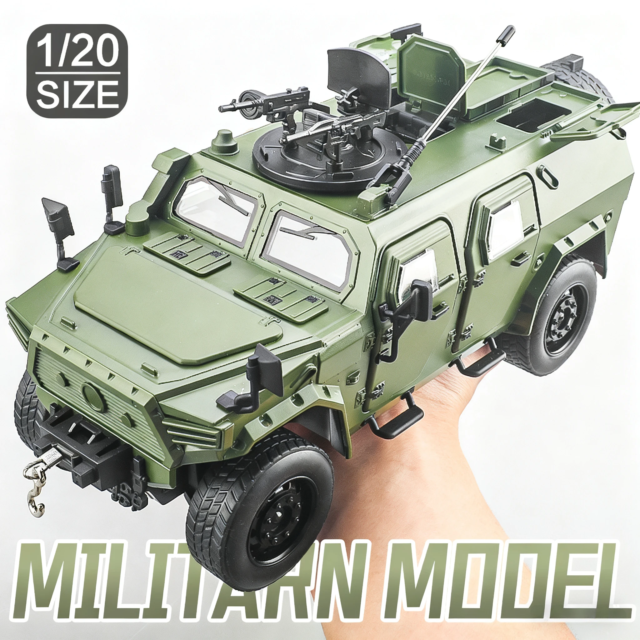 1:20 DongFengMengShi نماذج لعبة سيارة مدرعة معدنية دييكاست على الطرق الوعرة المركبات الأبواب مفتوحة التراجع ضوء الصوت لهدايا الأولاد