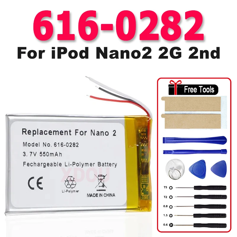 

616-0282 New Replacement Battery For iPod Nano2 2G 2nd Generation MP3 Li-Polymer Rechargeable Nano 2 Batteries + Tools