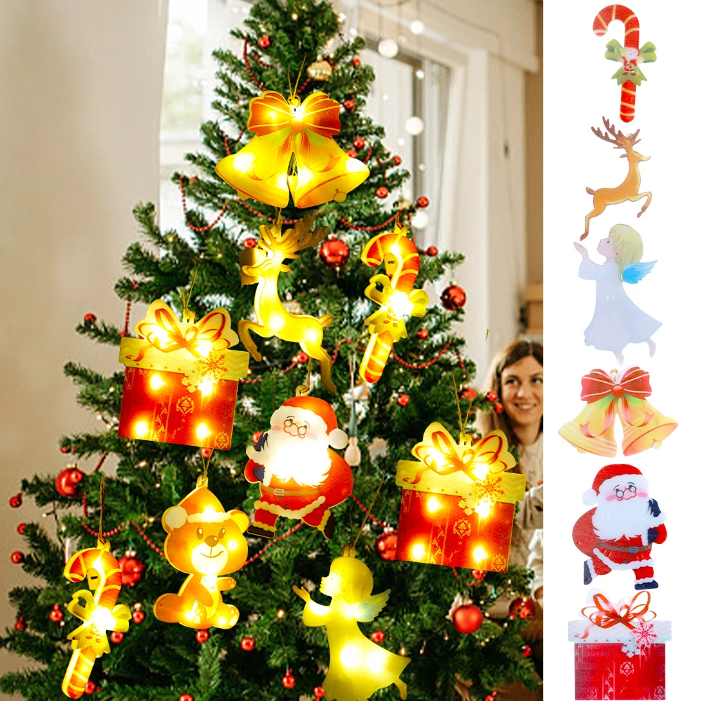 

Christmas LED Lights Battery Powered Small Night Light Xmas Tree Hanging Pendent Festival Atmosphere Light Christmas Party Decor