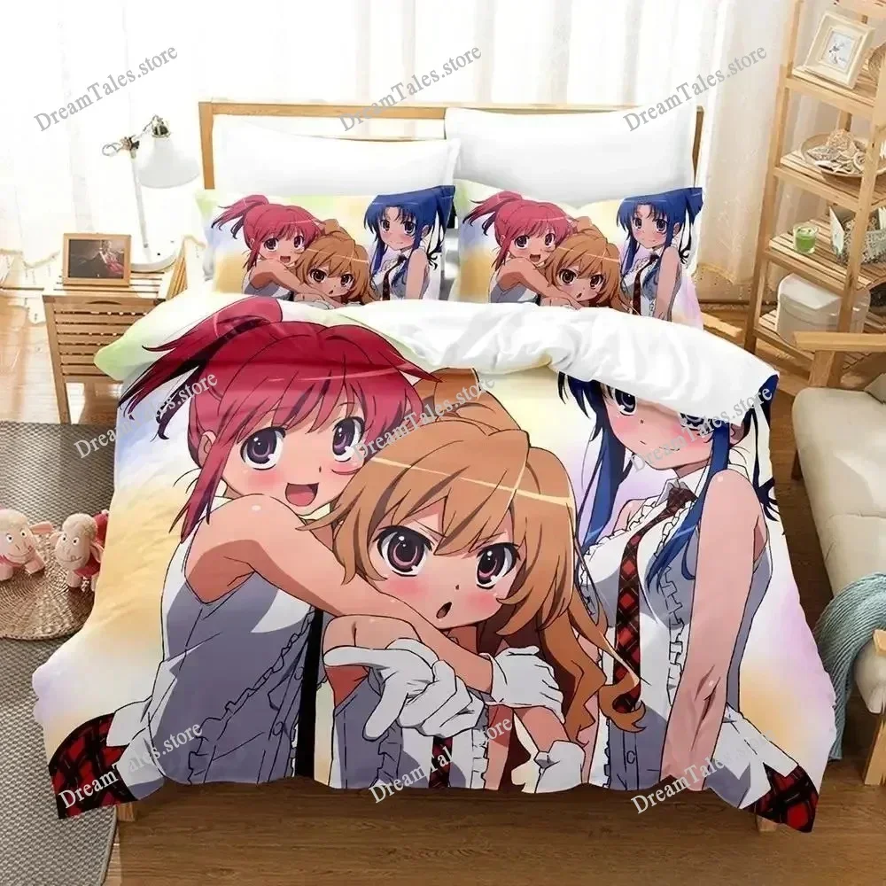 

Toradora New Bedding Set Cartoon Anime Adult Kid Bedroom Duvet Cover Sets 3D Kawaii Girls Roupa De Cama Casal