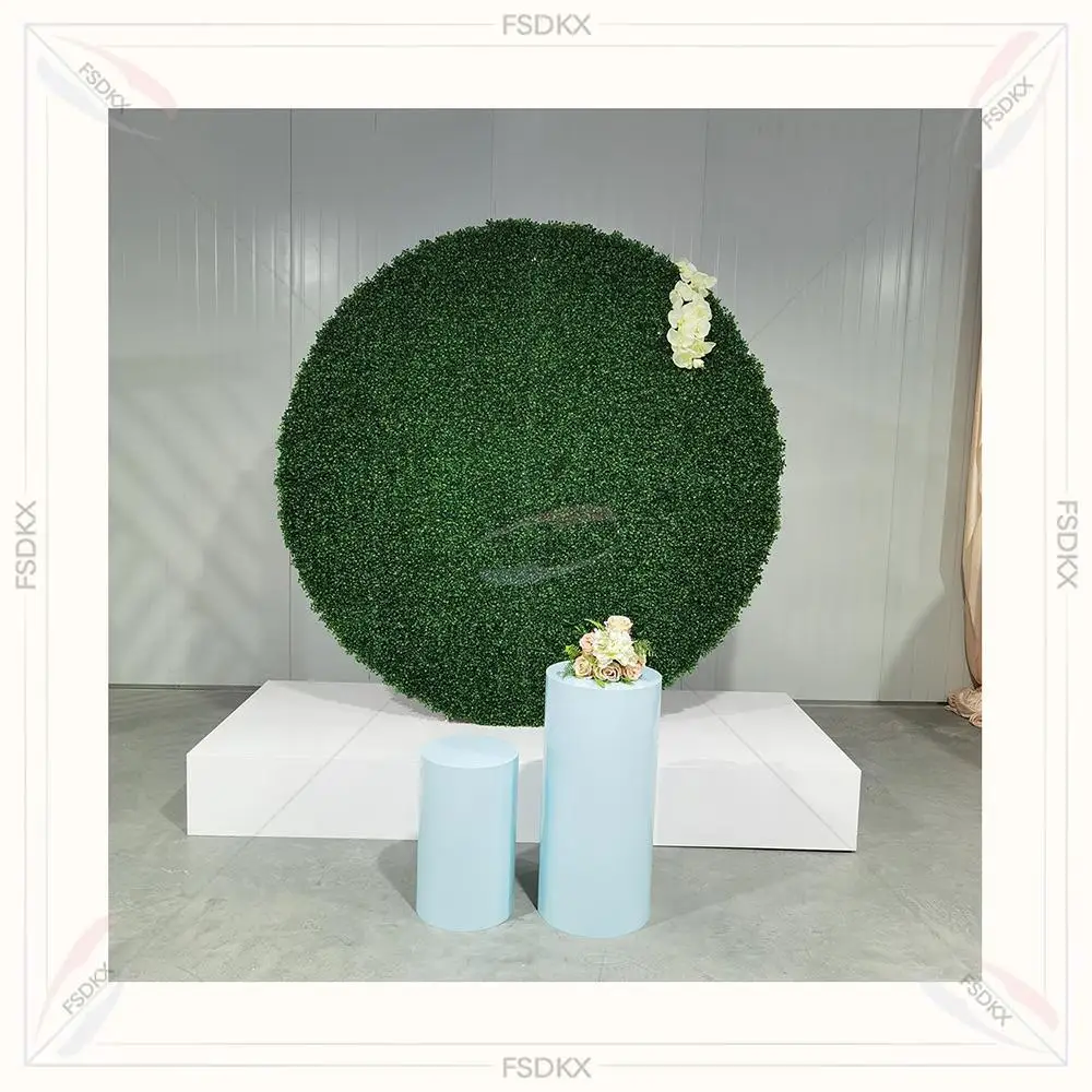 

High Quality Safari Events Decor 2m Round Green Artificial Grass Wall for Wedding Backdrop