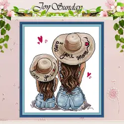 Mother and Daughter Back Patterns Counted Cross Stitch Set DIY 11CT 14CT 16CT Stamped DMC Cross-stitch Kit Embroidery Needlework