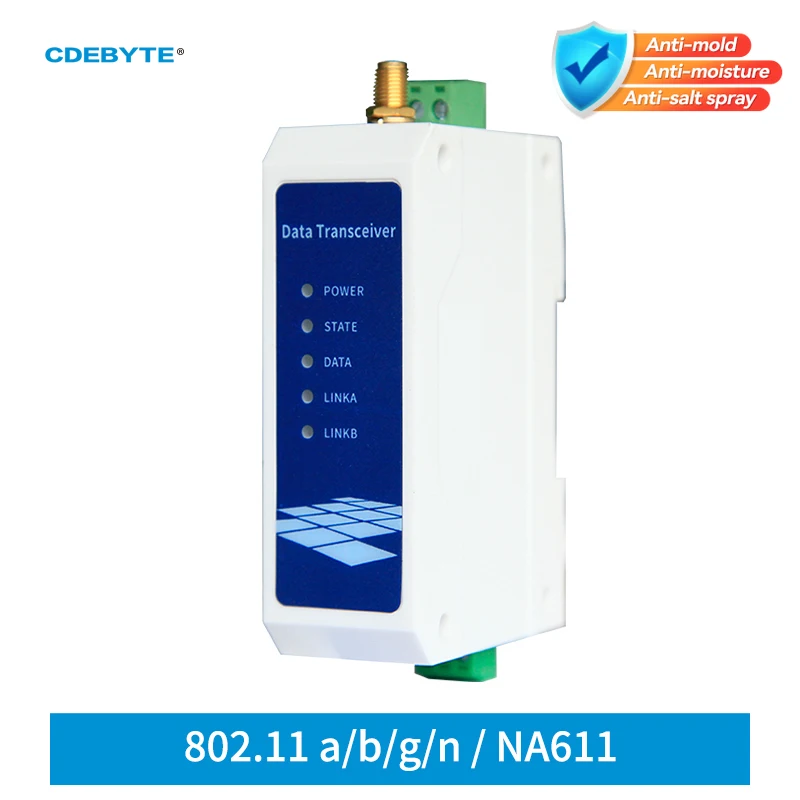 

RS485 to WIFI Dual Frequency Serial Server Device 802.11a/b/g/n 2.4G 5.8G DC8-28V Transceiver Transmitter Receiver CDEBYTE NA611
