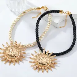 Fashion Vacation Style Alloy Sunflower Pendant Necklace