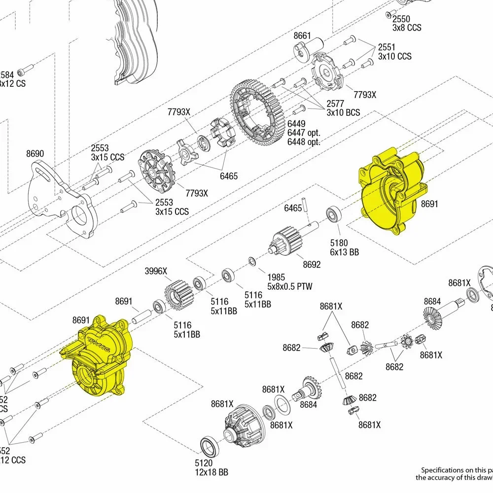 1PCS Aluminum  #8691 Center Transmission Gearbox Case for RC Traxxas 1/10 ERevo 2.0 VXL Brushless 86086-4 Acessorios