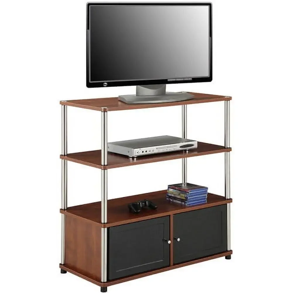 Highboy TV Stand Particle Board Melamine Veneer Stainless Steel 60lb Capacity 37