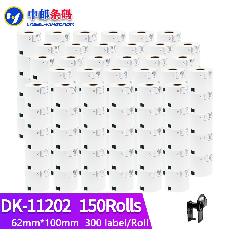 150 Refill Rolls Compatible DK-11202 Label 62mm*100mm 300Pcs Compatible for Brother Label Printer White Paper DK11202 DK-1202