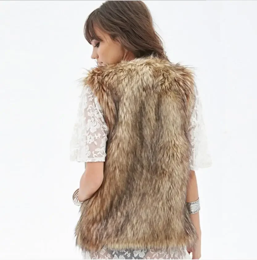 Fashion Hot Style Imitation Fur Coat Female Raccoon Fur Vest  Fur Vest Eam Twotwinstyle Knit Vest