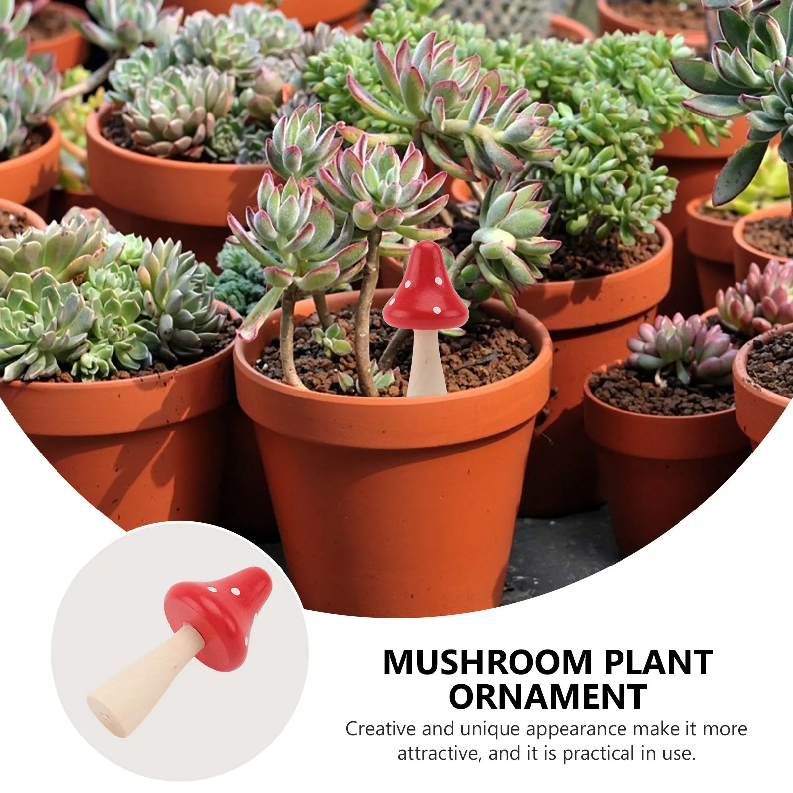 

10pcs Wooden Mushroom Decor Landscaping Ornament Diy Bonsai Adornment Garden Yard Home Decoration Rural Style Mushroom