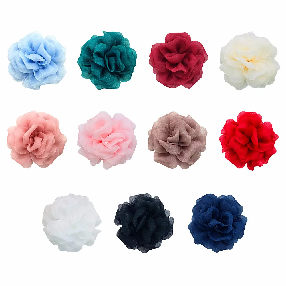 

300 шт., оптовая продажа, в наличии, 8 см, органза, двойная головка, цветок, трехмерная роза, камелия, корсаж, аксессуары, ткань для внешней торговли
