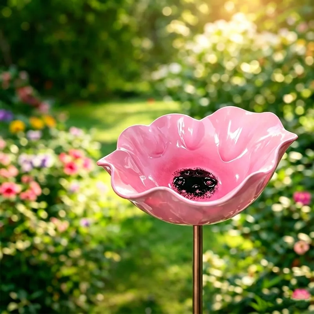 Handcrafted Metal Flower Garden Stake Ground Insert Rust-resistant Bee Watering Station UV Resistant Iron Floral Sculpture