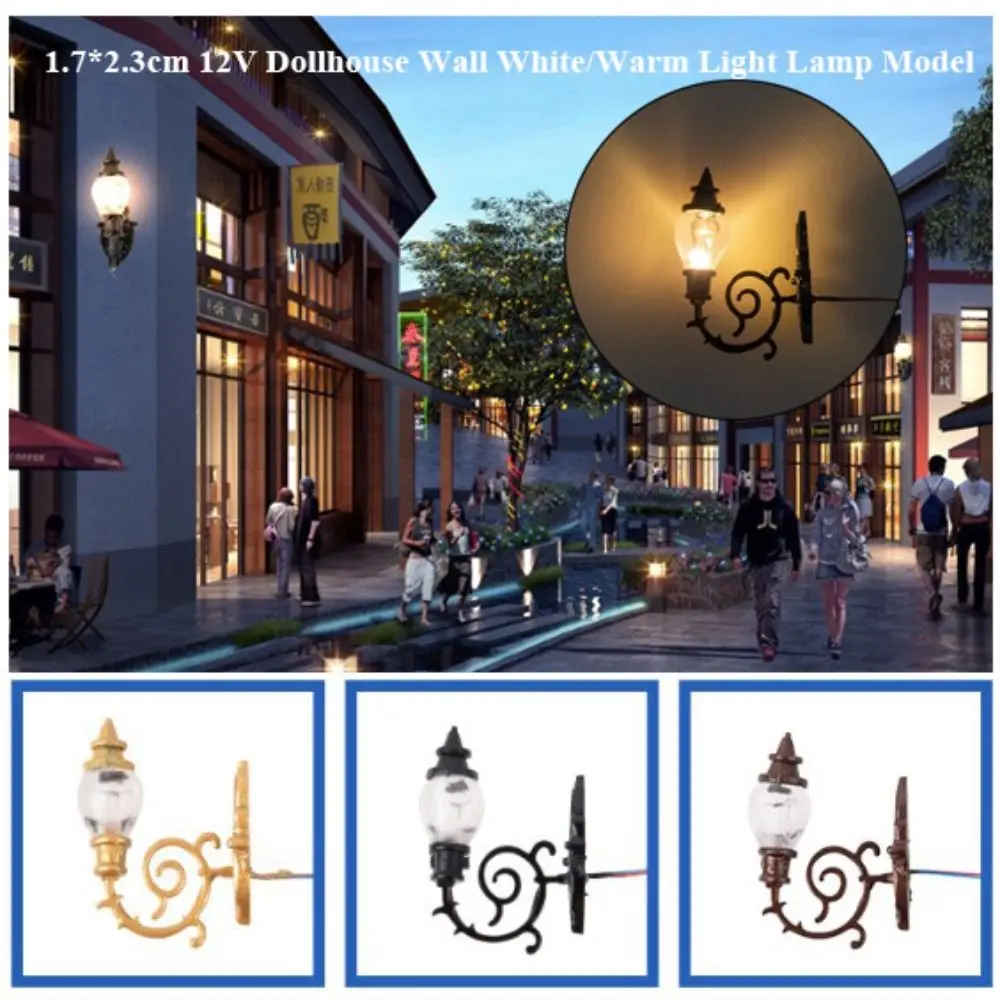 New 1.7*2.3cm Dollhouse Wall Lamp 12V Doll House Garden Decor Garden Yard Led Light ABS Metal Material White/Warm Light Model