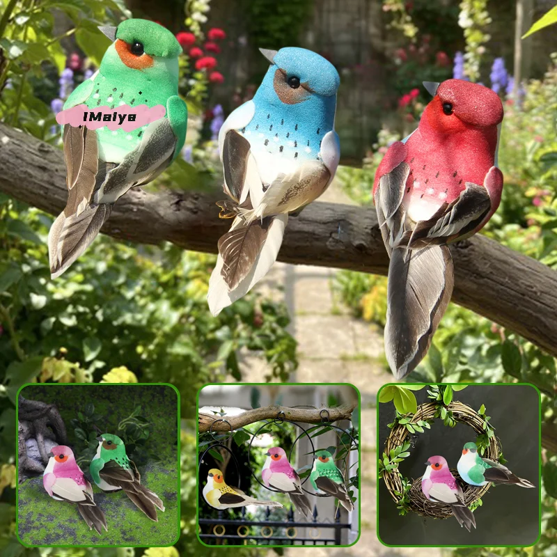 M-1 piece of realistic feathered bird, colorful foam bird, for garden and landscape decoration, craftwork.