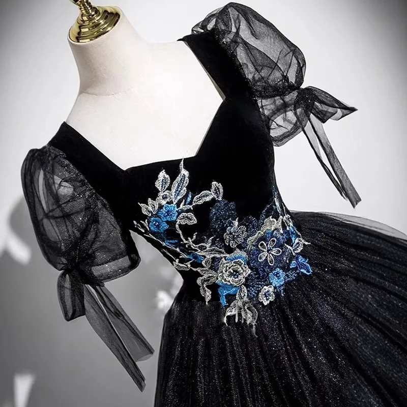 Vestido de noche, vestido esponjoso, actuación en solitario, disfraz de presentador, examen de arte vocal, vestido de canto para estudiantes, estilo largo, adelgazante