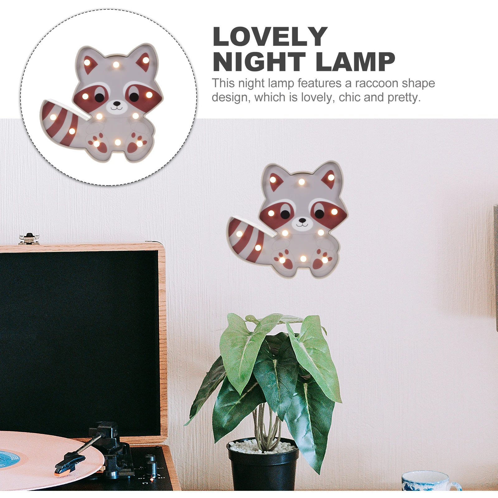 

1pc Raccoon Shape Night Creative Bedroom Lamp Decor Durable Light Adornment Home Room Decoration Lovely Light For Bedroom