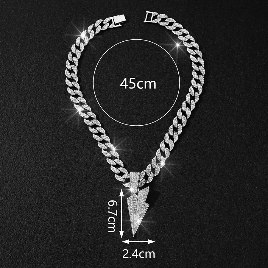 DIY accessories hot-selling full diamond alloy pendant hip-hop cross-border men's necklace European and American personality sim