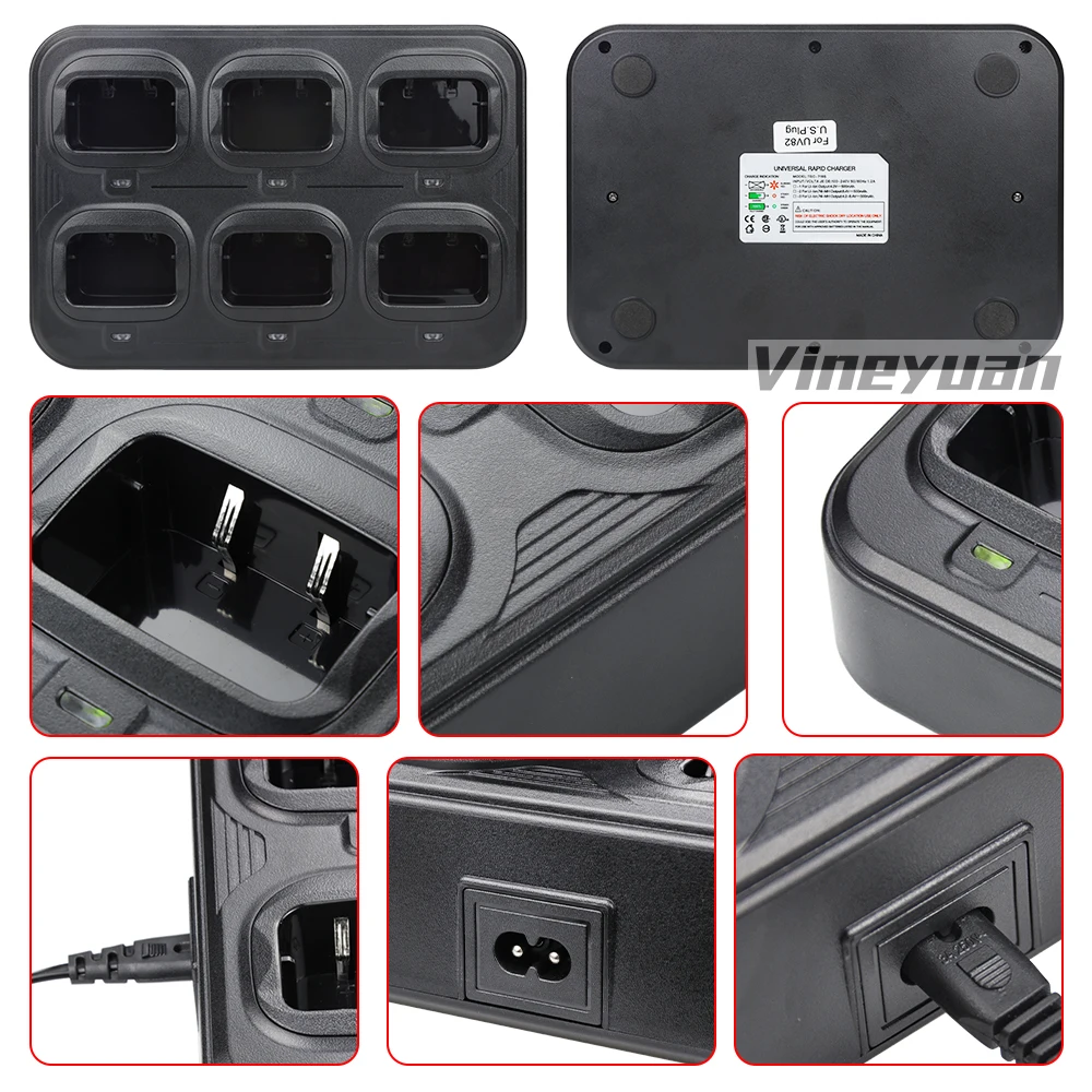 Six-way Charger for Baofeng UV-82HP, UV-82C, UV-82L,UV-8D,UV-82 BL-8 Battery, Bulk Bank Multi Charger for BaoFeng Walkie Talkie