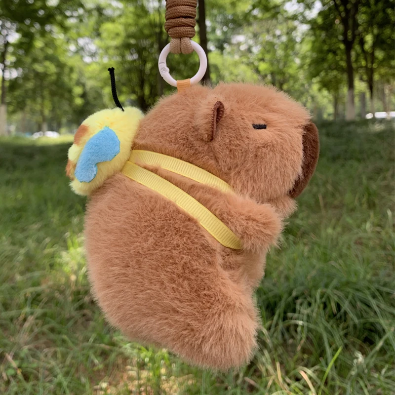 Süße Biene Capybara Plüschtier Kawaii Tiere Flauschige Capibara Schlüsselanhänger Weiche gefüllte Biene Rucksack Tentakel Hut Anhänger Geburtstagsgeschenk