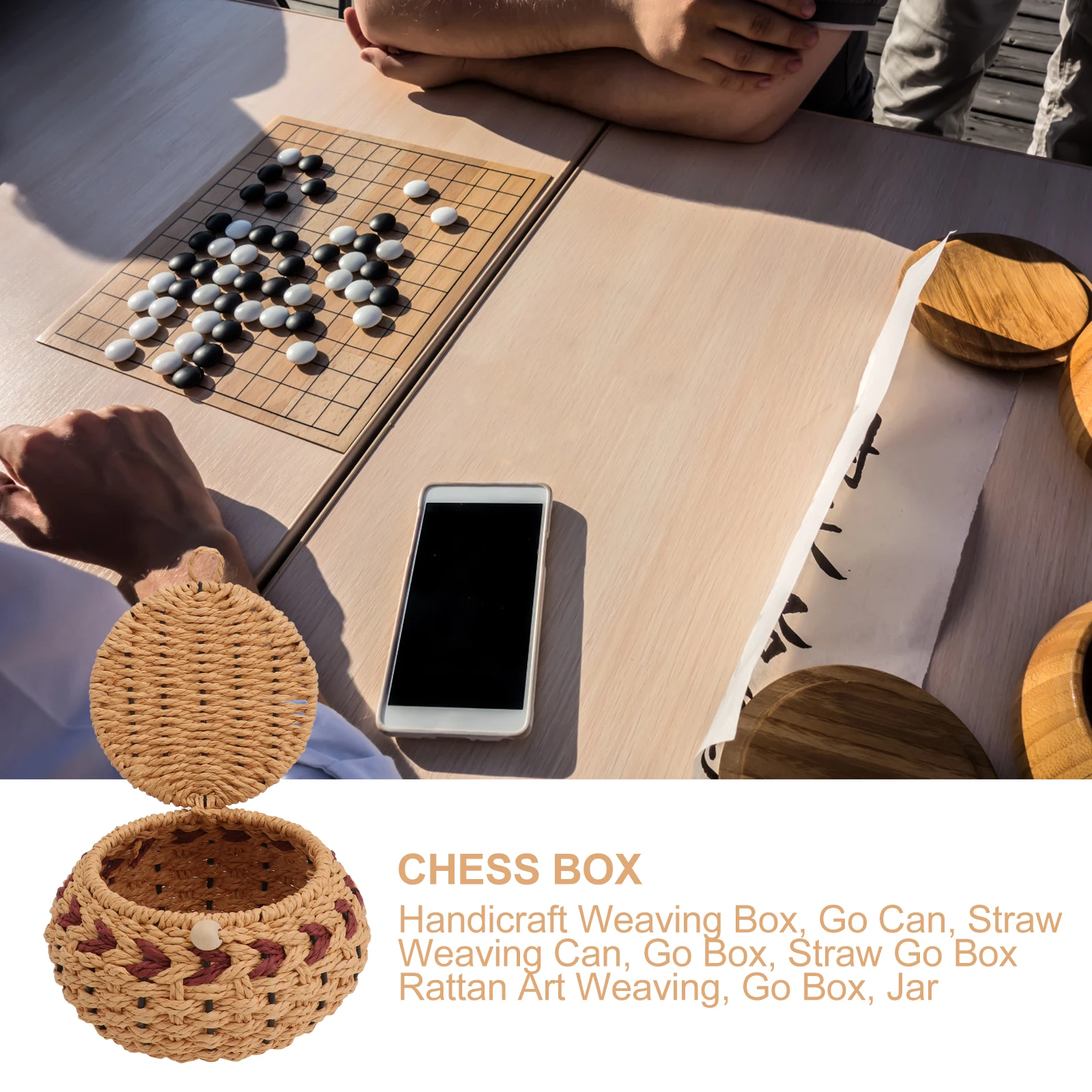 2 قطعة جرة تخزين الشطرنج الخوص المنسوجة خمر المنزل حاوية متعددة الوظائف صديقة للبيئة مادة العشب الألعاب الترفيهية #6