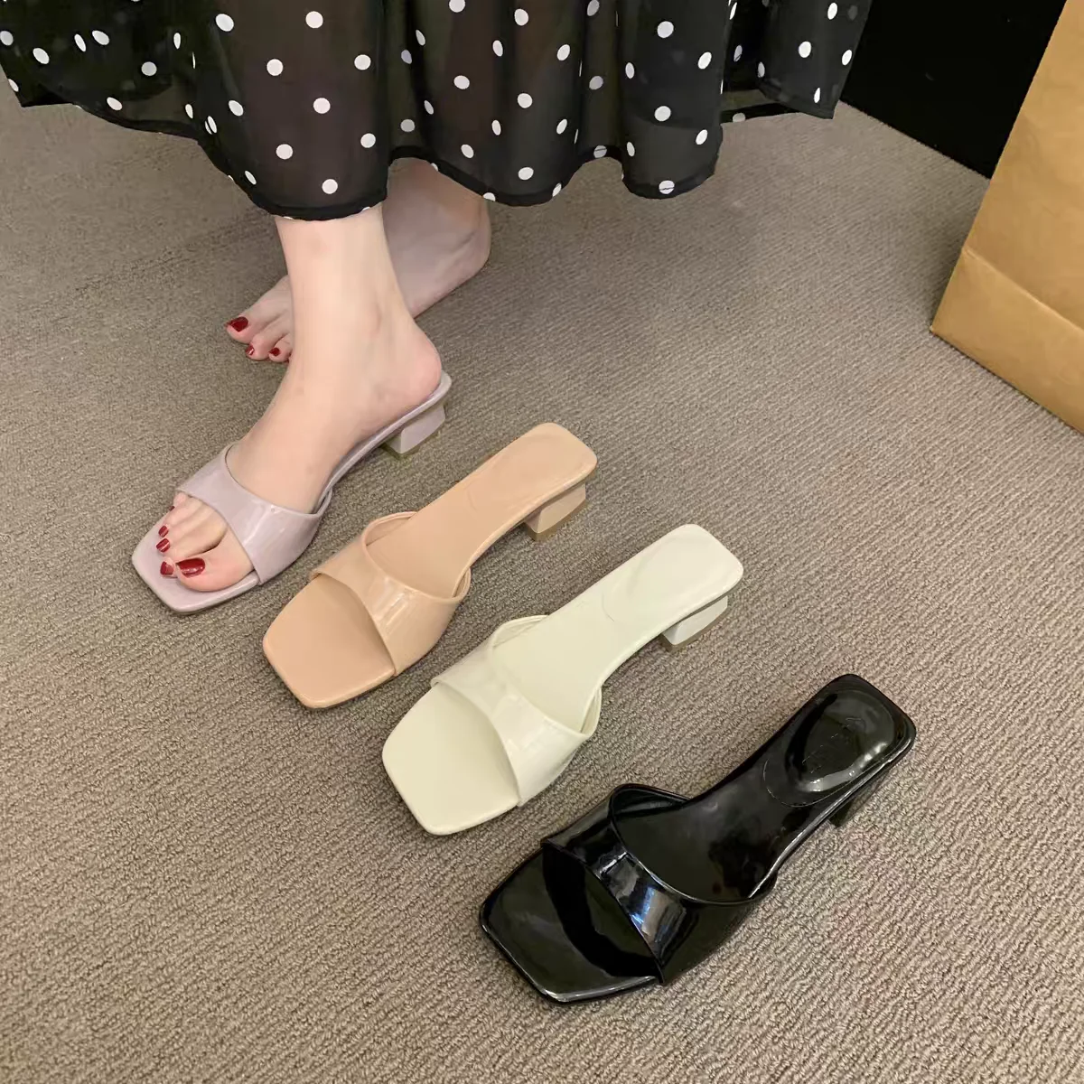 

New Style Popular Women's Luxury Sandals Shoes Mid Heels Chunky Casual Designer Dress Pumps Slingback Mules Shoes Zapatos Mujer